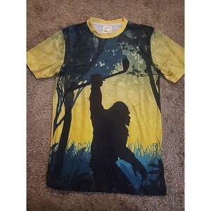 Birdietee Shirt Mens M/L Yellow Green Bigfoot Golf Tshirt Not All Who Wander